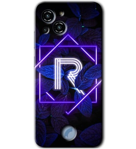 Reeder S23 Pro Max Kılıf HD Desen Baskılı Arka Kapak - Dark Neon Yaprak R Harfi