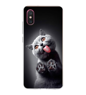 PrintiFy Xiaomi Mi 8 Pro ile Uyumlu 1mm Slim Fit Kedi 2 050c Baskılı Şeffaf  Kılıf