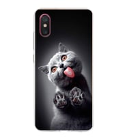 PrintiFy Xiaomi Mi 8 Pro ile Uyumlu 1mm Slim Fit Kedi 2 050c Baskılı Şeffaf  Kılıf
