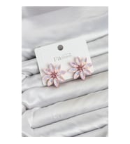 Mey İthalat® Pembe Renk Kristal Taşlı Lotus Çiçek Model Kadın Küpe