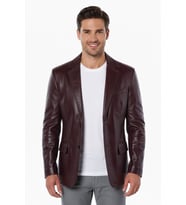 Bordo Lou Erkek Hakiki Deri Blazer Ceket