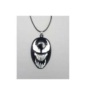 Siyah Marvel - Venom Logo Kolye Aksesuar Şık (Gümüş)