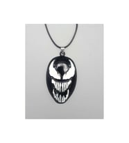 Siyah Marvel - Venom Logo Kolye Aksesuar Şık (Gümüş)
