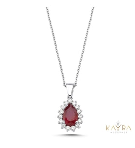 Damla Yakut ve Pırlantalı Kolye PK16