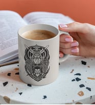 Viking Tasarımlı Porselen Beyaz Kupa