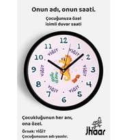 İsme Özel Sevimli Denizatı Çocuk Odası Duvar Saati Orta Boy 30 cm Siyah Camlı Sessiz