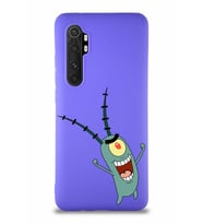 Xiaomi Mi Note 10 Lite Soft Premier Kapak Plankton Tasarımlı Silikon Kılıf - Mor (Şeffaf)