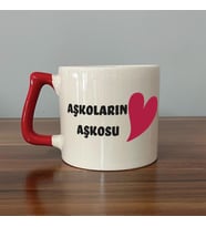 Aşkoların Aşkosu Baskılı Kırmızı Kulplu D Sevgililer Günü Kupası