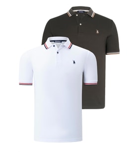 İKİLİ SET T8594 DEWBERRY ERKEK T-SHIRT-BEYAZ-HAKİ (Karışık)