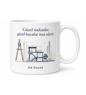 Mimar İçin Özel Tasarım Seramik Baskılı Kupa Bardak Ofis Hediyesi