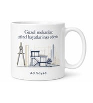 Mimar İçin Özel Tasarım Seramik Baskılı Kupa Bardak Ofis Hediyesi
