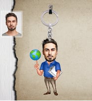 Kişiye Özel Patron Karikatürlü  Ahşap Anahtarlık Bay-16-Eco