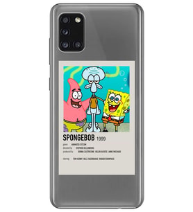 Samsung Galaxy A31 Uyumlu Sunger Bob Minimalist Poster Desenli Şeffaf Telefon Kılıfı