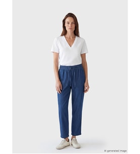 LCW Grace Mavi Beli Lastikli Carrot Fit Kadın Jean Pantolon