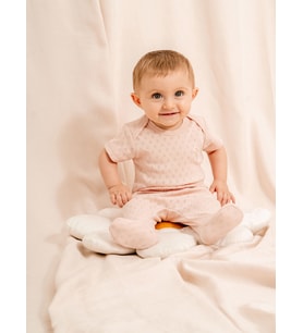 Jakarlı Çıtçıtlı Body Patikli Alt Bebek Takımı (Pudra)