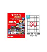 Tanex Lazer Etiket 100 Yaprak 40 x 24 Mm Lazer Yazıcı Etiketi