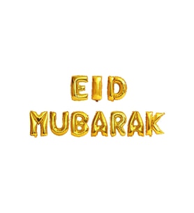 Eid Mubarak Yazılı Gold Renkli Folyo Balon Altın Sarısı Ramazan Bayramı M53