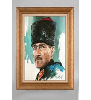 Altın Varaklı Paspartulu Çerçeveli Atatürk Tablo sd524