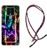 Tecno Camon 16 18P Pova Kılıf Boyun Asklı Rasta Silikon Butterfly Neon 1684