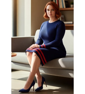 Kadın Bodycon Kesim Fitilli Triko Kazak Elbise Çizgili Detaylı Bisiklet Yaka Uzun Kollu Stil