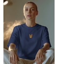 Kadın Bengal Kedisi Baskılı Oversize Tişört – Minimal Bengal Cat Tasarım