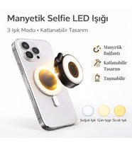 Manyetik Mini LED Telefon Işığı MagSafe Uyumlu Selfie & Video Çekim Işığı Katlanabilir Vlog Işığı (Full Siyah)