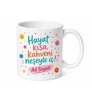 Kişiye Özel İsimli Neşeli Tasarım Baskılı Kupa Bardak Hediye