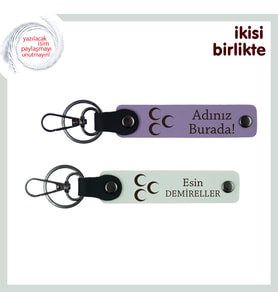 Kişisel Dokunuşlu Üç Hilal Anahtarlık Takımı – Özgün Bir Armağan Seçeneği, Mor-Beyaz