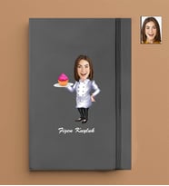 Kişiye Özel Pastacı Kadın Model 13x21 Gri Defter-15