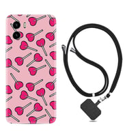 Vivo Y15S Y32 Y33S Y51 Y53S Kılıf Boyun Askılı Silikon Heart Lollipop 1414
