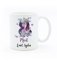 İsme Özel Kupa Bardak - Mor Çiçekli