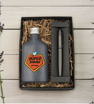 BK Gift Kişiye Özel İsimli Baba Temalı Antrasit Tasarım Cam Şişede Kolonya 200 ml ve Metal Roller Kalem ve Hediye Kutusu-2, Babaya Hediye, Babalar Günü Hediyeleri, Hediyelik Baskılı Kolonya