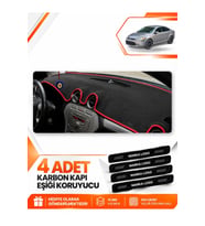 FORD MONDEO MK4 (2008-2014) Uyumlu Ön Torpido Koruma Kılıfı Halısı - Siyah Kırmızı