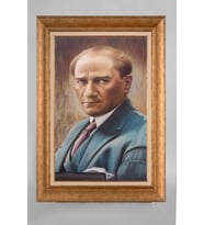 Altın Varaklı Paspartulu Çerçeveli Atatürk Tablo nt1274