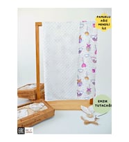 Nohut Desenli %100 Pamuklu Çift Katlı Bebek Battaniyesi – 85x85 cm Kız/Erkek Kundak & Mevsimlik Örtü (Ekru)