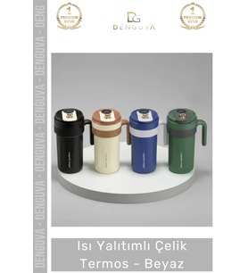 #Termos Vakumlu Paslanmaz İzolasyonlu Sızdırmaz Dayanıklı Hediye Modern Şık Çelik Termos Beyaz