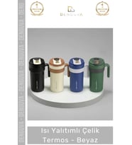 #Termos Vakumlu Paslanmaz İzolasyonlu Sızdırmaz Dayanıklı Hediye Modern Şık Çelik Termos Beyaz