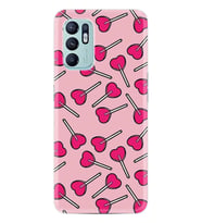 Oppo Reno 6 Kılıf Resimli Desenli Baskılı Silikon Heart Lollipop 1414