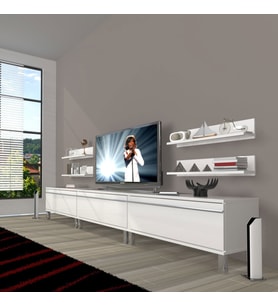 Decoraktiv Eko 270R Mdf Krom Ayaklı Tv Ünitesi Tv Sehpası (Beyaz)