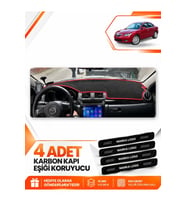 MAZDA 3 (2003-2009) Uyumlu Ön Torpido Koruma Kılıfı Halısı - Siyah Kırmızı