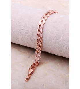 Gurmet Rose Gümüş Taşlı Zincir Bileklik 3489