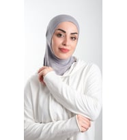 Gri Pratik Hazır Geçmeli Tesettür Bone Sandy Kumaş Spor Hijab 2113_15