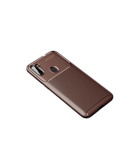 Samsung Galaxy A11 Kılıf Auto Focus Karbon Kapak - Kahverengi