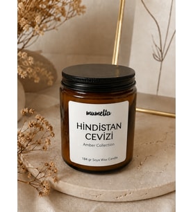 Mumelia Amber Kavanoz - Doğal Soya Cam Bardak Mum - Hindistan Cevizi Kokulu