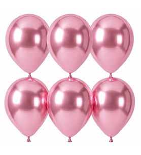 Açık Pembe Renk Lateks krom Balon (30 cm) - 6 Adet