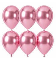 Açık Pembe Renk Lateks krom Balon (30 cm) - 6 Adet