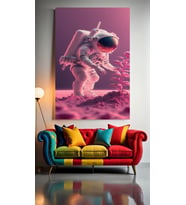ÇİÇEK KOPARAN ASTRONOT V1 Ev Duvar Salon Güzellik Salonu Ofis Dükkan Dekarasyon Kanvas Tablo (Çok Renkli)