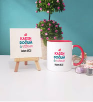 Kadın Doğum Uzmanı Kupa Bardak Kırmızı Dekoratif Taş Baskı