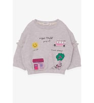 Breeze Kız Çocuk Sweatshirt Okul Temalı 1-4 Yaş, Bej Melanj