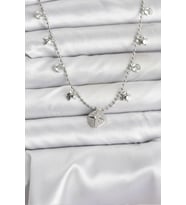 Pirinç Gümüş Renk Zirkon Taşlı Kutup Yıldızı Model Kadın Kolye 5886 - SSSSSS3674-6682
